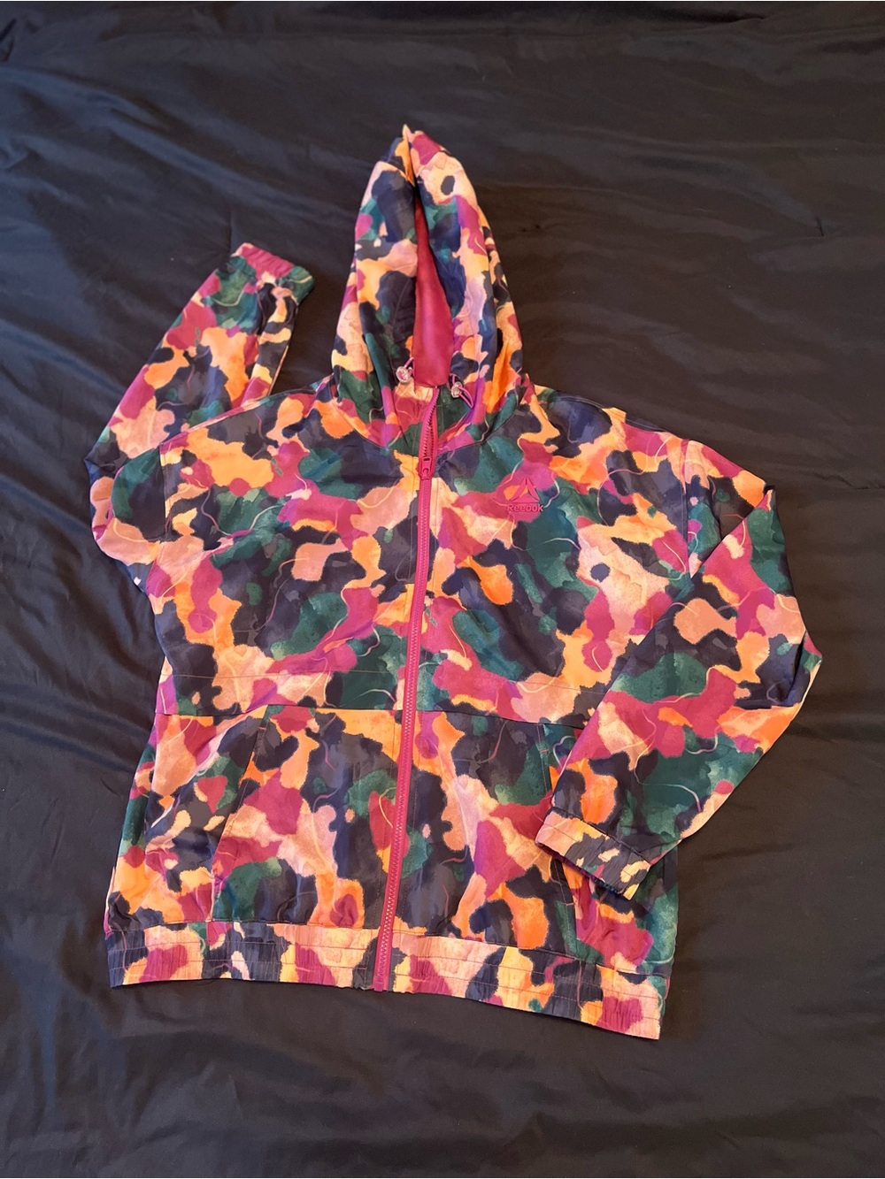Reebok Multicolor Hooded Zip Jacket - Pink, Orange, Green, Navy, Purple